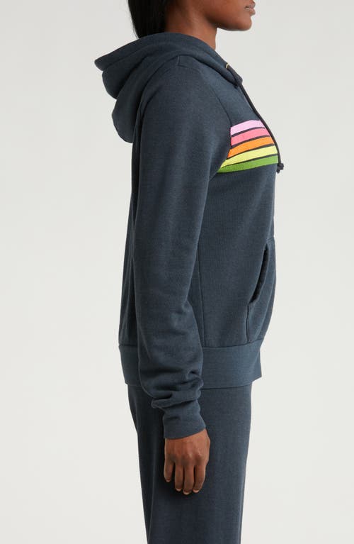 Shop Aviator Nation 5-stripe Zip Hoodie In Charcoal/pink Green