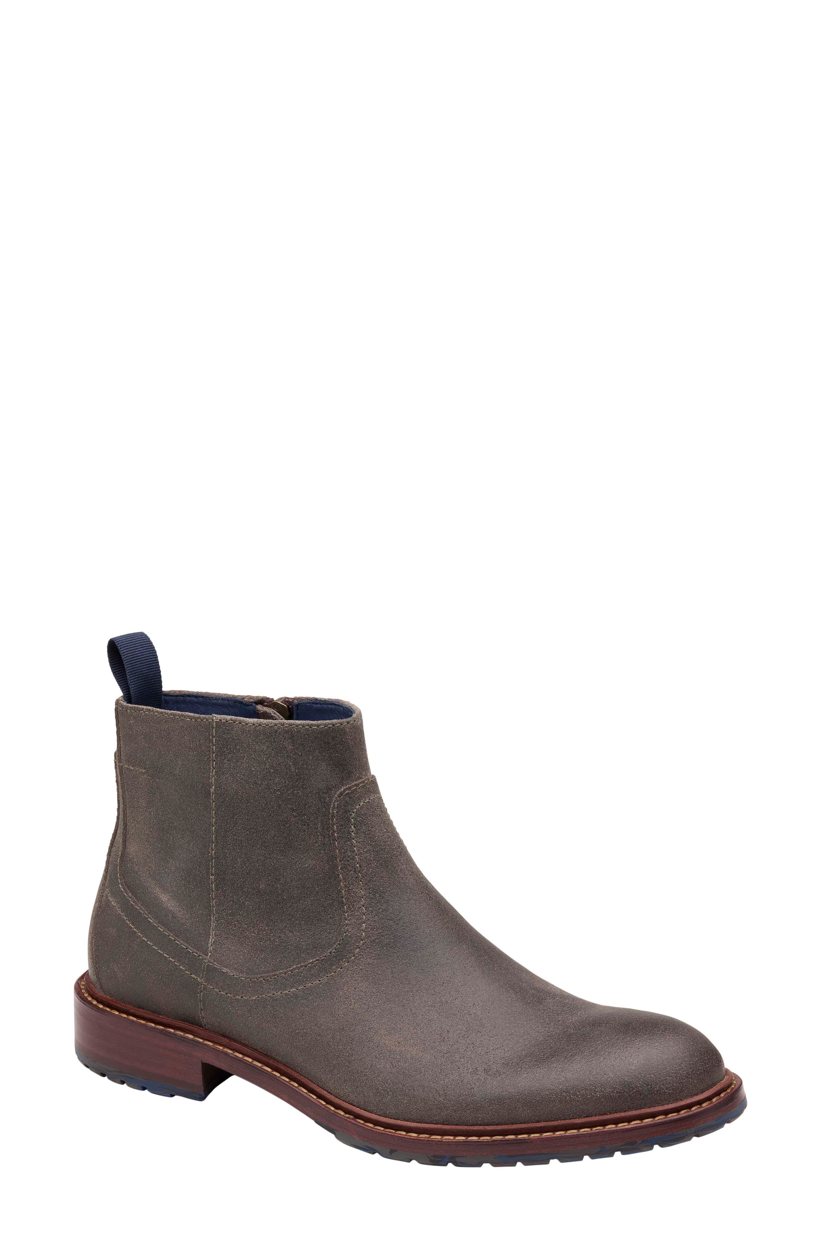 mens grey zip boots