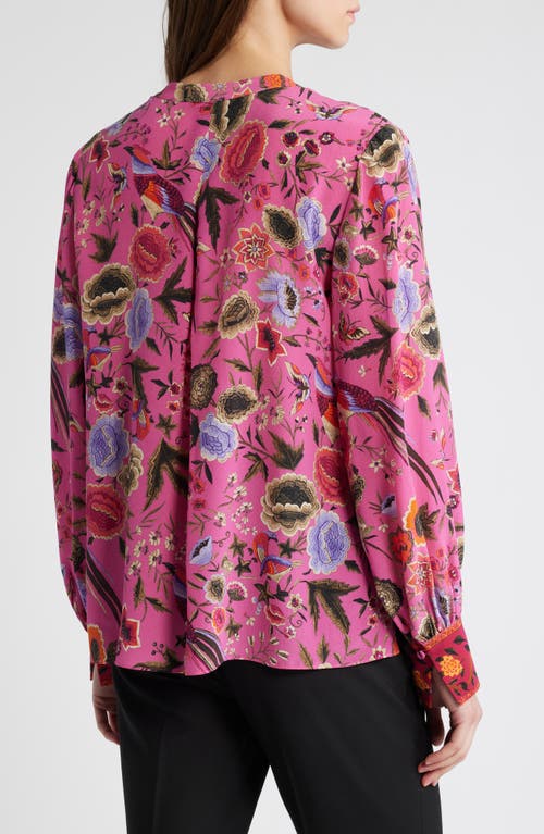 Kobi Halperin Fionna Floral Silk Button-up Shirt In Pink Multi