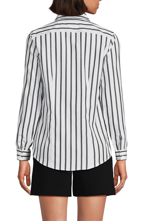 Shop Lands' End No Iron Supima Cotton Long Sleeve Shirt In Black Dual Stripe