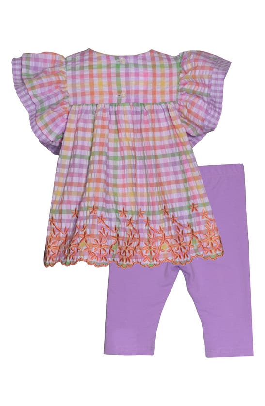 Shop Bonnie Jean Kids' Embroidered Seersucker Top & Pants Set In Purple Multi