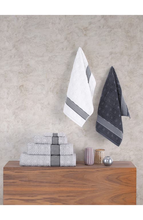 Shop Brooks Brothers Circle In Square 4-pack Turkish Cotton Hand Towels In Anthracite