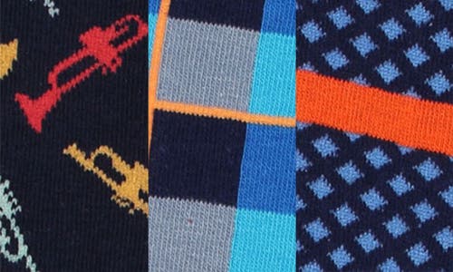 Unsimply Stitched 3-pack Assorted Crew Socks In Blue Multi