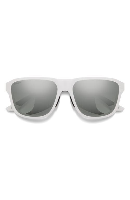 Embark 58mm ChromaPop Polarized Square Sunglasses in White /Platinum Mirror