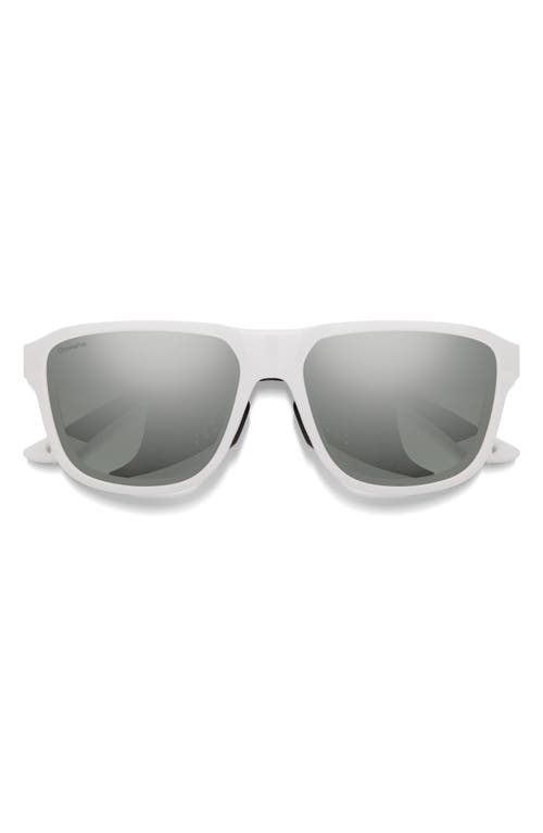 Smith Embark 58mm Chromapop™ Polarized Square Sunglasses In White/platinum Mirror