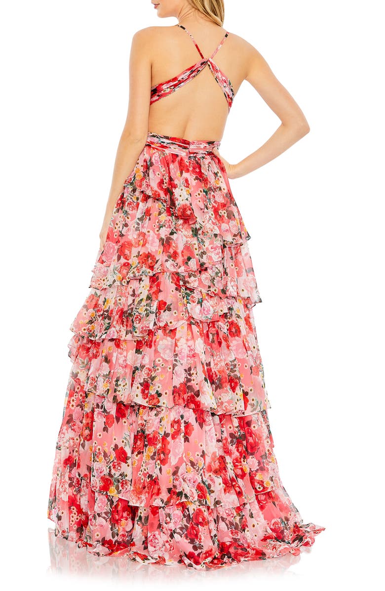 Mac Duggal Floral Tiered Chiffon Ballgown Nordstrom