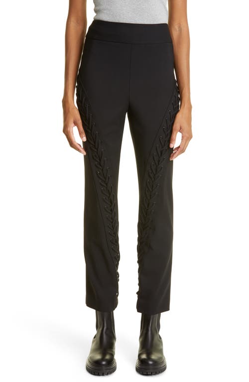 MONSE Lace-Up Detail Stretch Wool Gabardine Pants in Black
