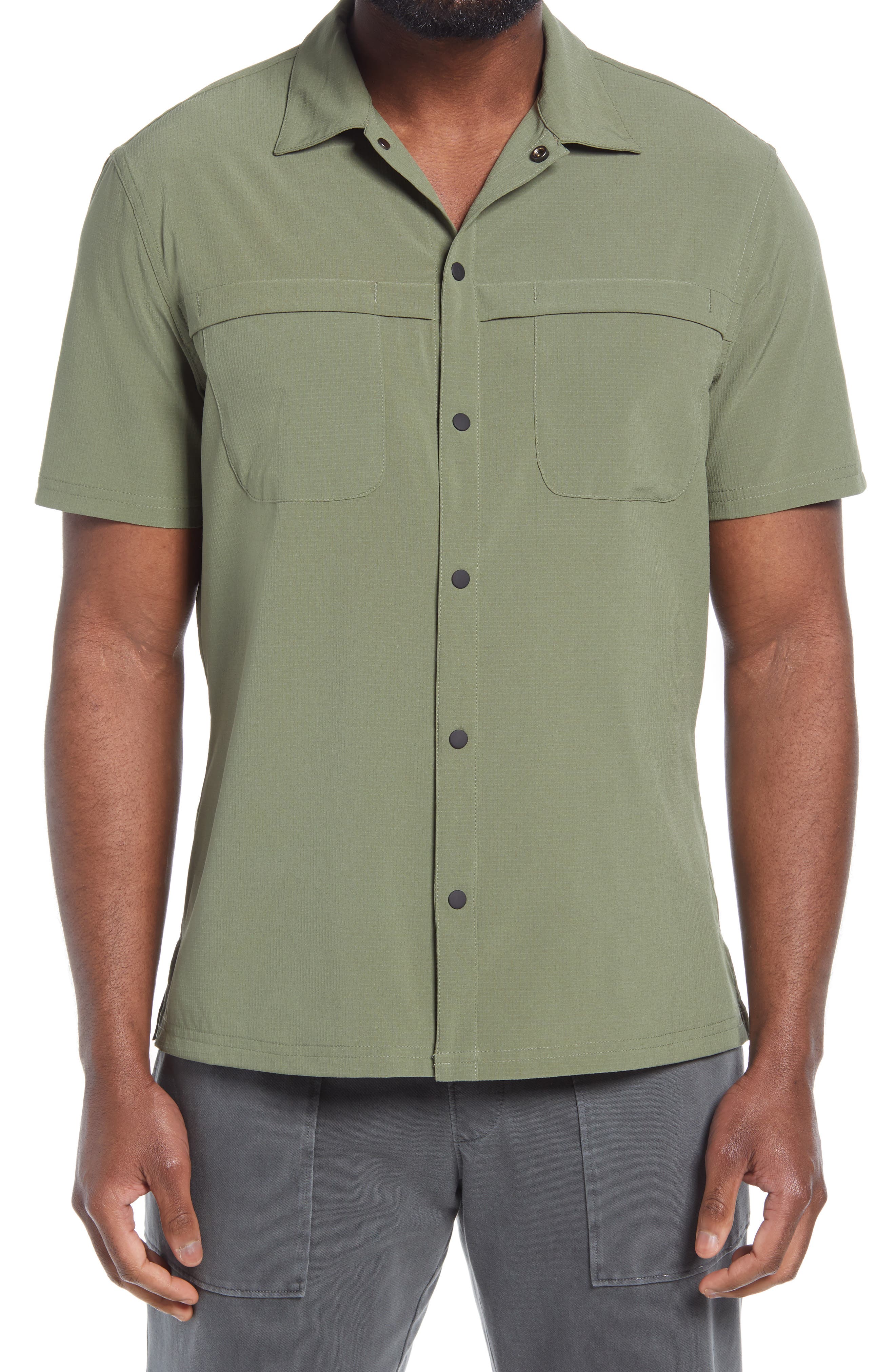 mens olive green button down shirt