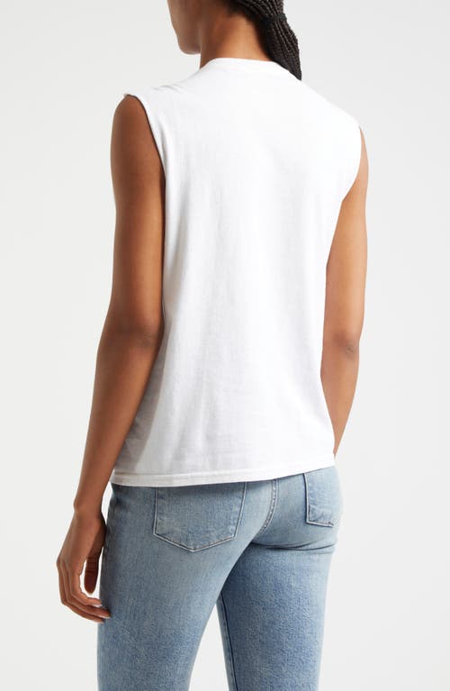 Alice And Olivia Micah Embell Muscle Tank In Off White/multi