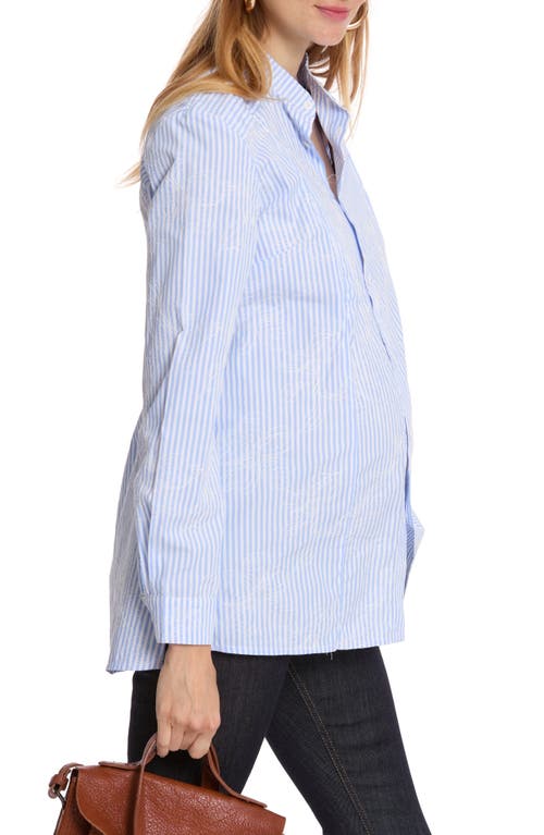 Shop Cache Coeur Camille Button-up Maternity/nursing Top In Blue