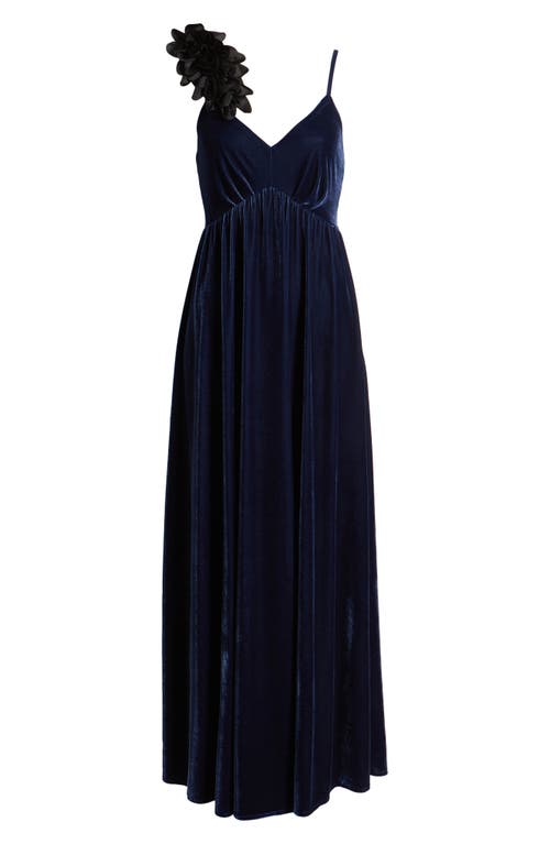 Shop Chelsea28 Flower Camisole Velvet Gown In Navy Night