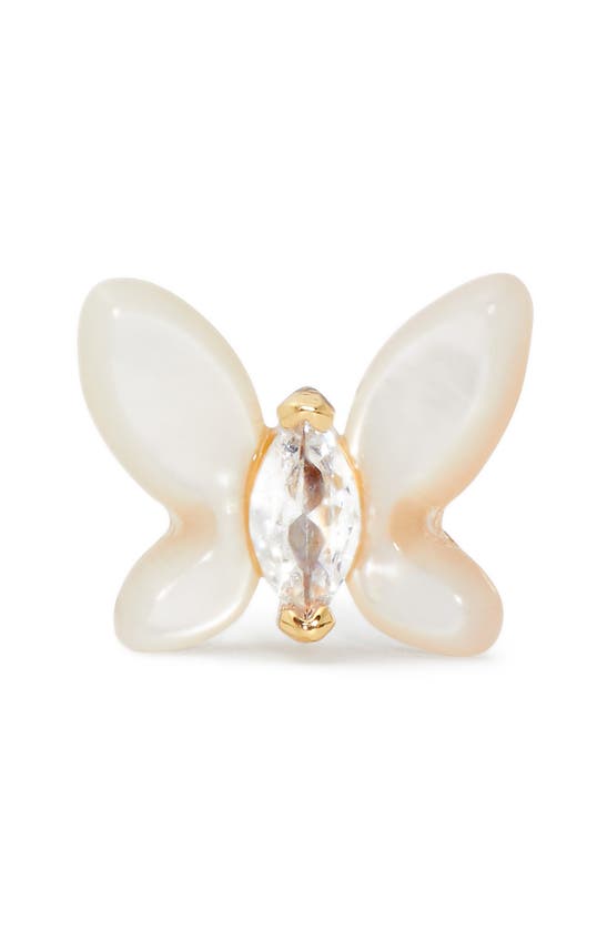 Shop Kate Spade Social Butterfly Mother-of-pearl Mini Stud Earrings In White Multi