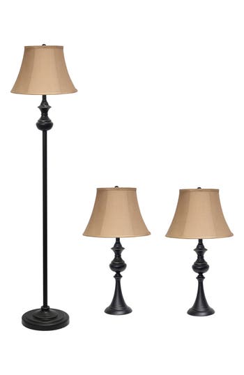 Shop Lalia Home Three-piece Lamp Set In Restoration Bronze/tan Shades