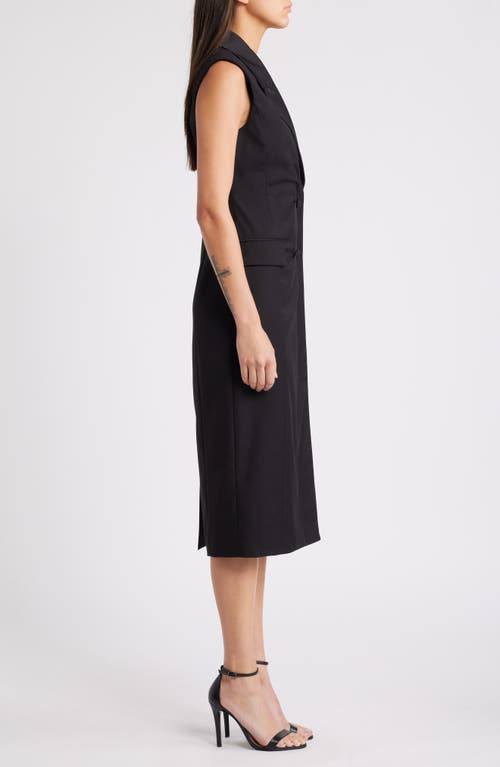 Shop Zoe And Claire Sleeveless Double Breasted Midi Dress In Black