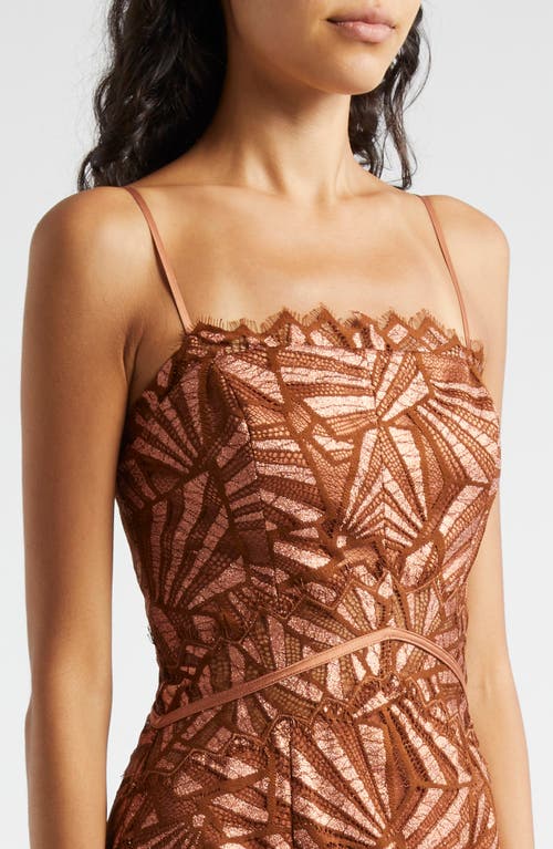 Shop Ramy Brook Nonie Metallic Lace Dress In Bronze Lace