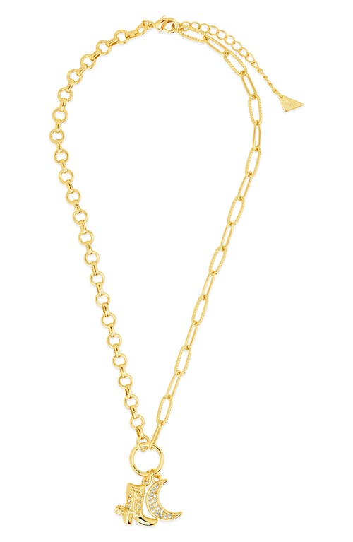 Sterling Forever Kelsea Cubic Zirconia Charm Pendant Necklace In Gold