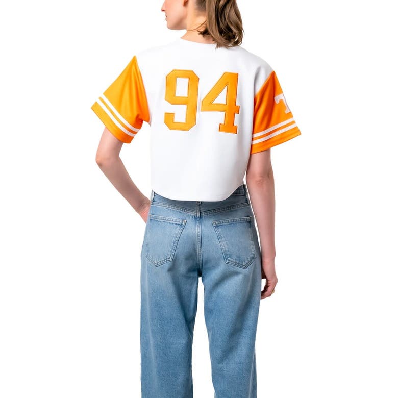 Shop Established & Co. White Tennessee Volunteers Baseball Jersey Cropped T-shirt