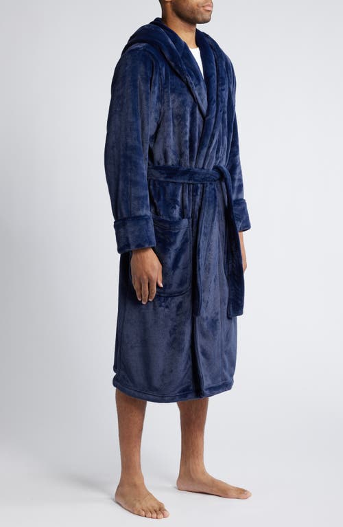 Nordstrom Fleece Hooded Robe In Navy Peacoat