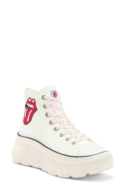 x Rolling Stones Funky Street Sing It Loud High Top Platform Sneaker in White/Red