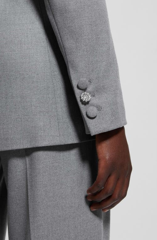 Guess Doris Rhinestone Button Blazer In Cloudy Grey Heather