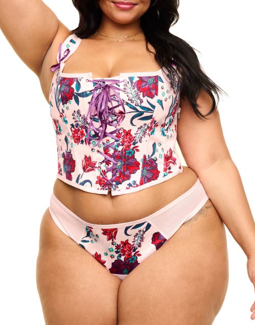 Adore Me Alex Corset & Panty Set In Floral Pink
