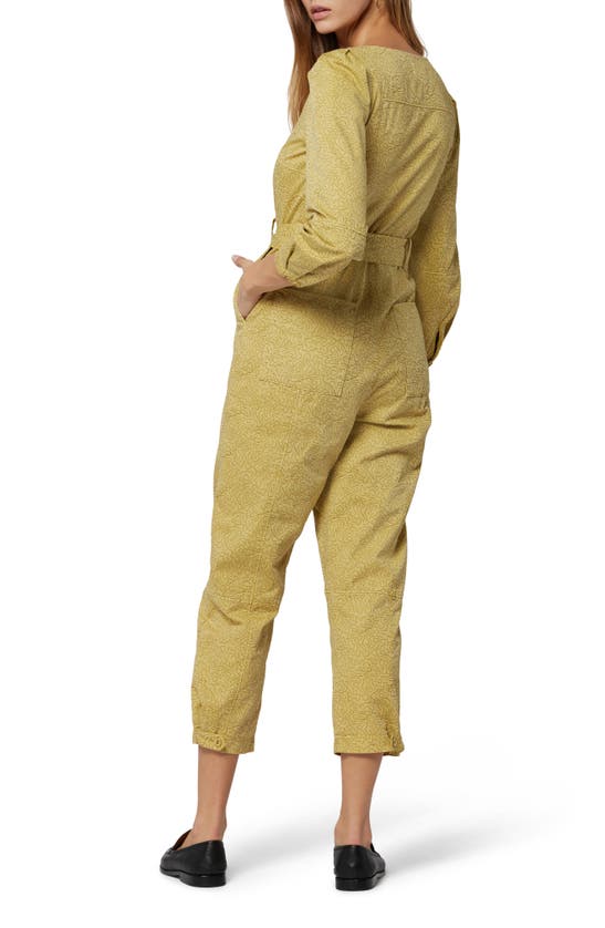 Joie Zohra Cropped Abstract-print Jumpsuit In Olive Oil