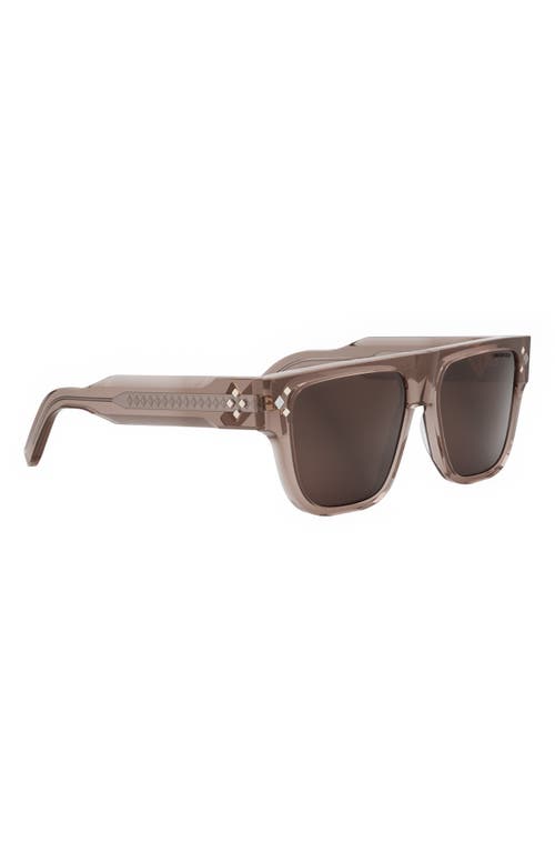 Shop Dior Cd Diamond S6i 55mm Square Sunglasses In Shiny Pink/brown