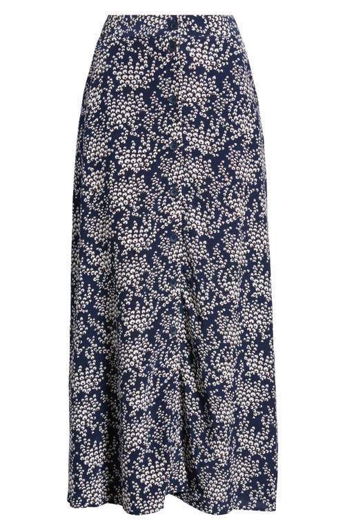 Shop & Other Stories Print Button Front Maxi Skirt In Blue Dark