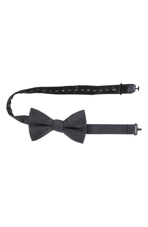 Shop Trafalgar Leyton Stripe Pre-tied Silk Bow Tie In Graphite