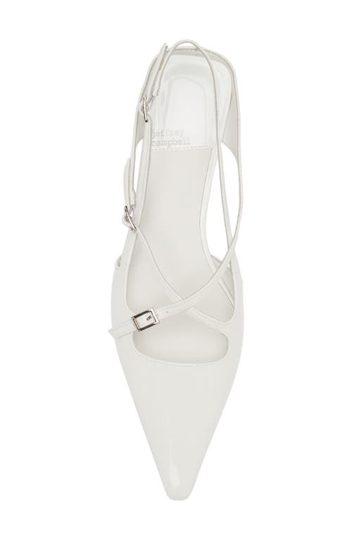 Shop Jeffrey Campbell Fax Pointed Toe Slingback Flat In White Patent