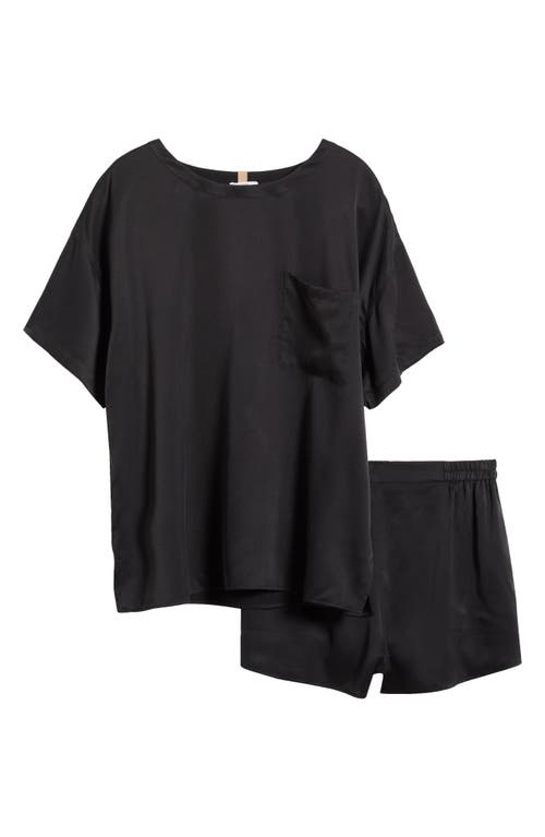Lunya Washable Silk Short Pajamas In Immersed Black