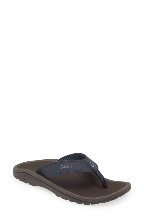 Shop Olukai Ohana Flip Flop In Blue Depth/espresso