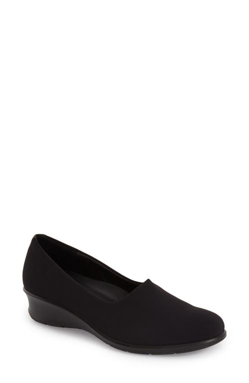 ECCO 'Felicia - Stretch' Wedge Loafer Black Leather at Nordstrom,