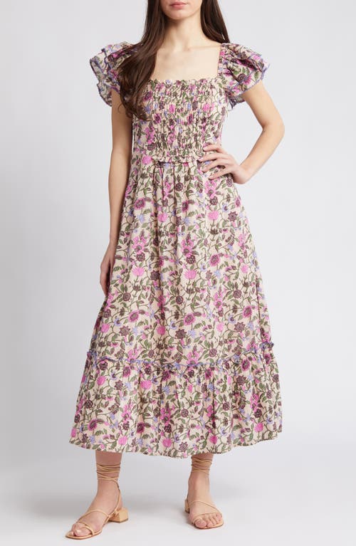 Cleobella Anika Floral Organic Cotton Voile Maxi Dress In Kaia Print