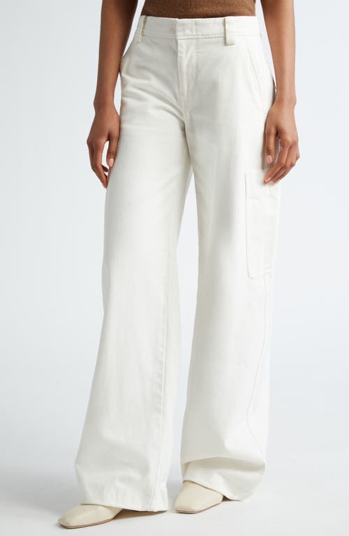 Vince Utility High Waist Wide Leg Recycled Wool Blend Pants In Off White