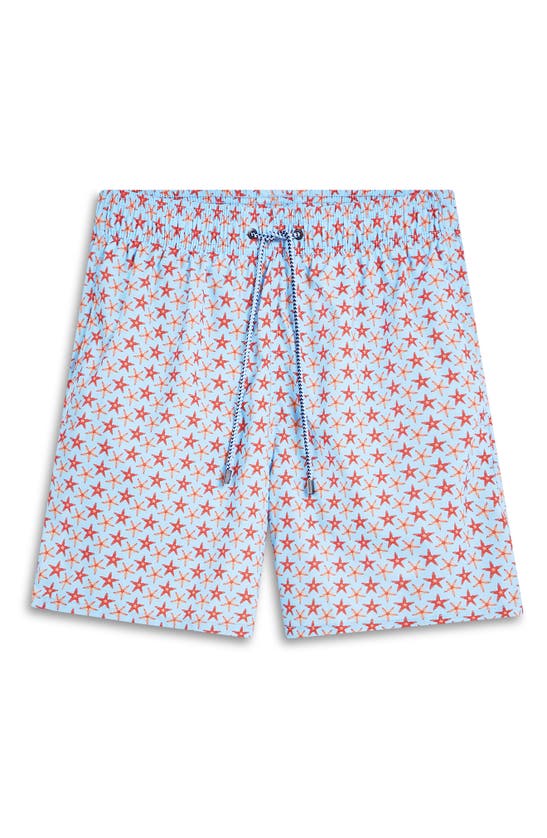 Shop Bugatchi Print Swim Trunks In Sky