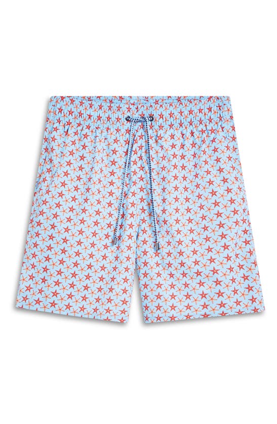 Bugatchi Print Swim Trunks In Sky