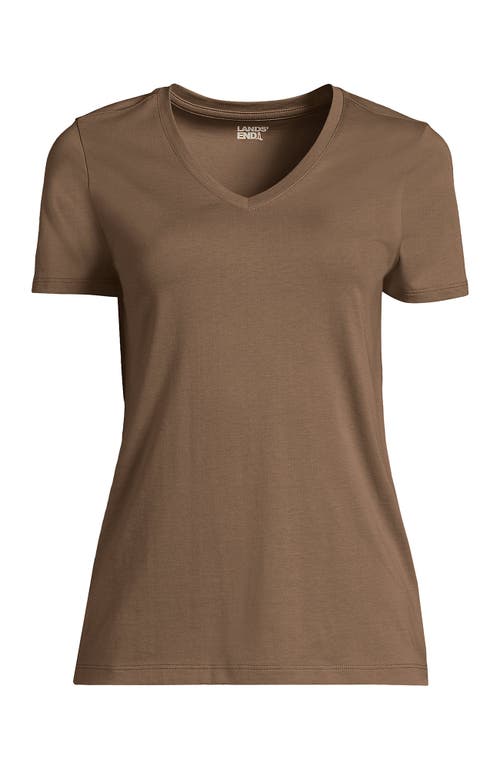 Shop Lands' End Relaxed Supima Cotton V-neck T-shirt In Honey Beige