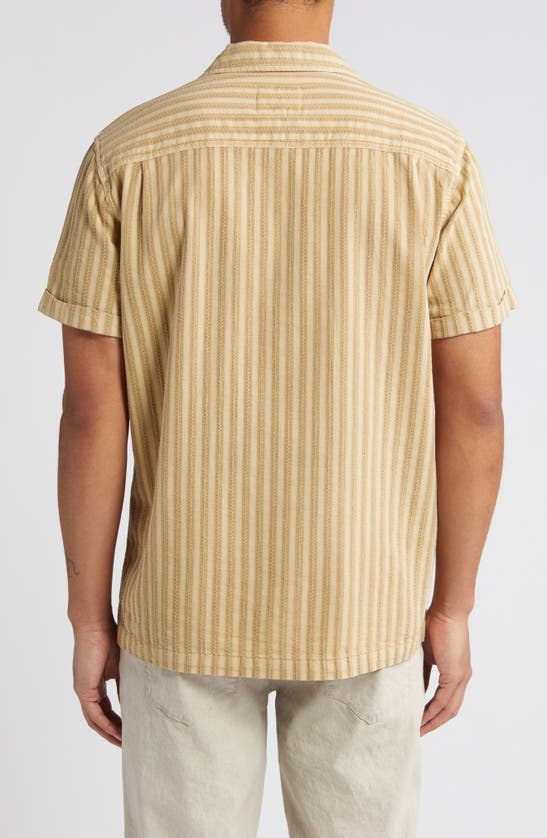 Shop Rails Sinclair Jacquard Stripe Short Sleeve Cotton Button-up Shirt In Jute