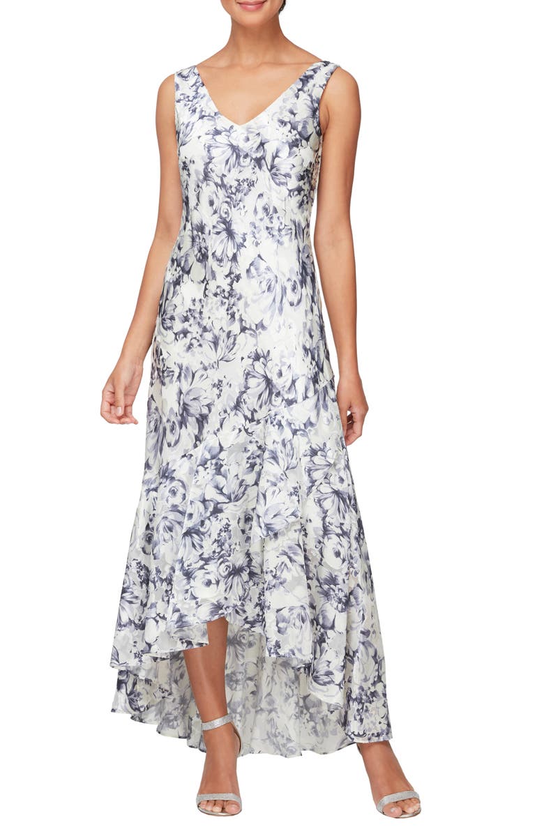 Alex Evenings Floral Print Chiffon Gown with Jacket | Nordstrom