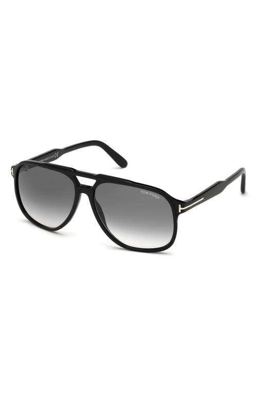 Shop Tom Ford Raoul 62mm Gradient Navigator Sunglasses In Shiny Black/smoke Polarized