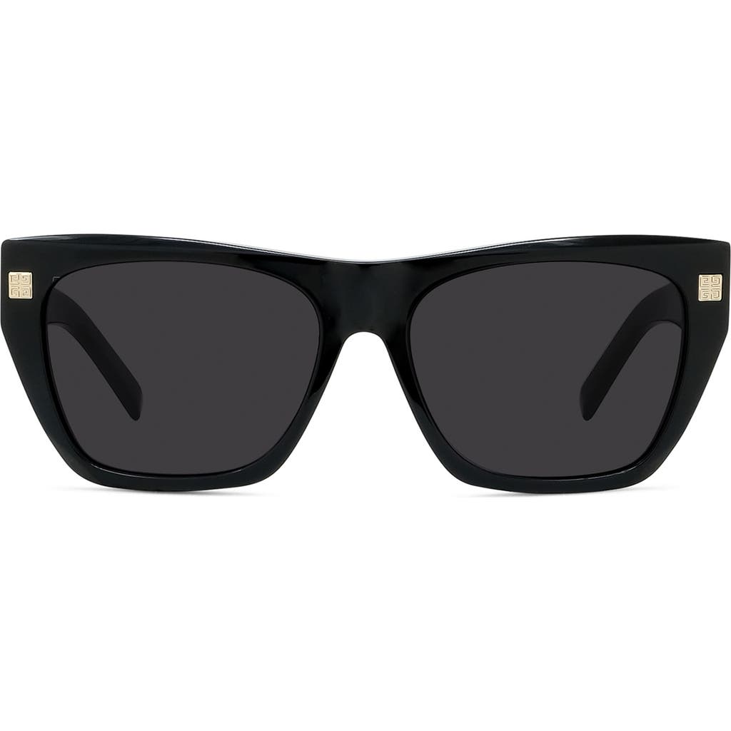 Givenchy Gvday 55mm Square Sunglasses In Shiny Black/smoke