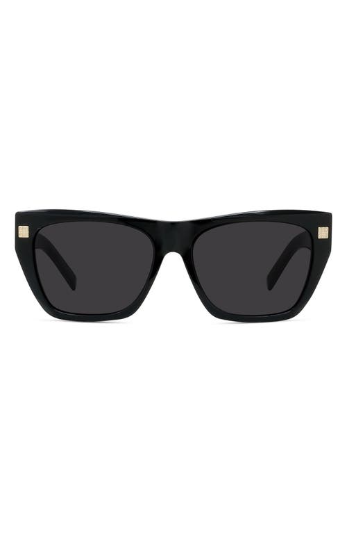 Givenchy GVDAY 55mm Square Sunglasses in Shiny Black /Smoke at Nordstrom