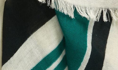 Shop Rag & Bone Astra Stripe Cotton Scarf In Emerald Green