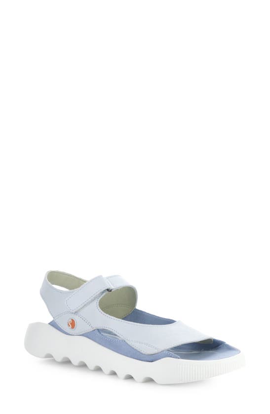 Softinos By Fly London Weal Sandal In Light Blue Smooth Leather