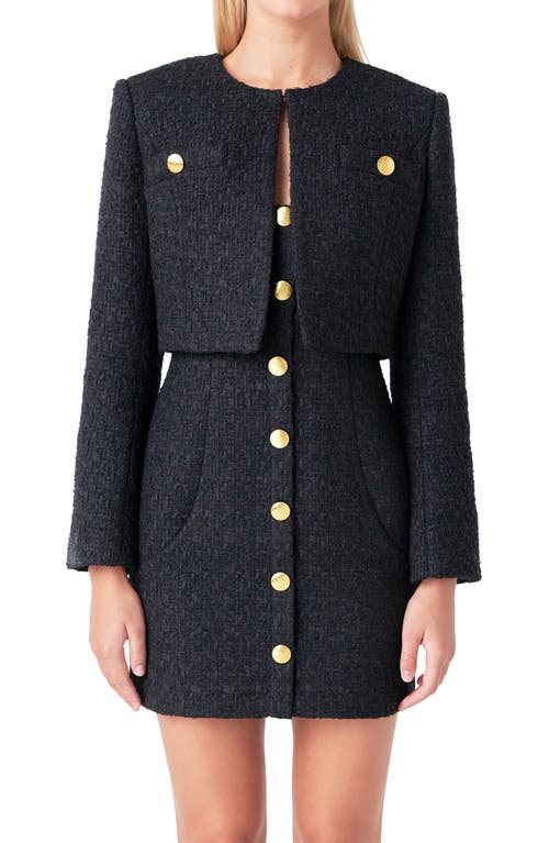 Shop Endless Rose Crop Tweed Jacket In Black