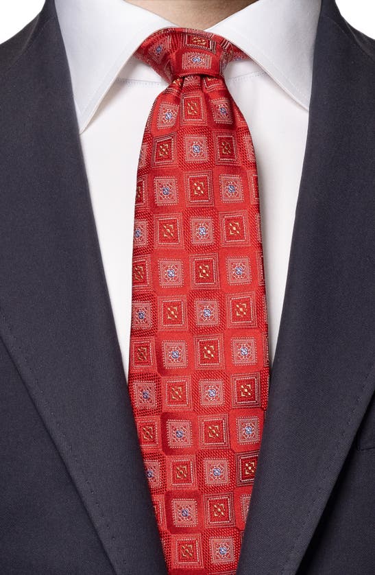 Eton Medallion Silk Tie In Red