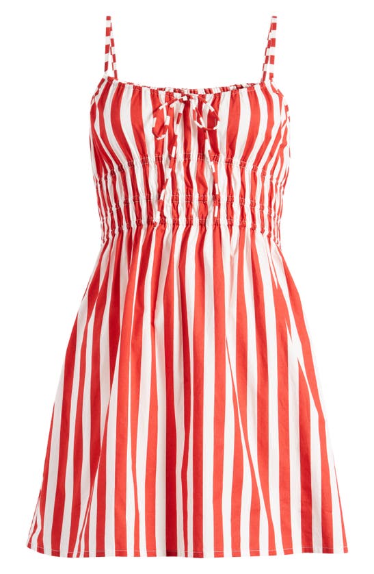 Shop Faithfull The Brand Alboa Stripe Minidress In Bayou Stripe Red