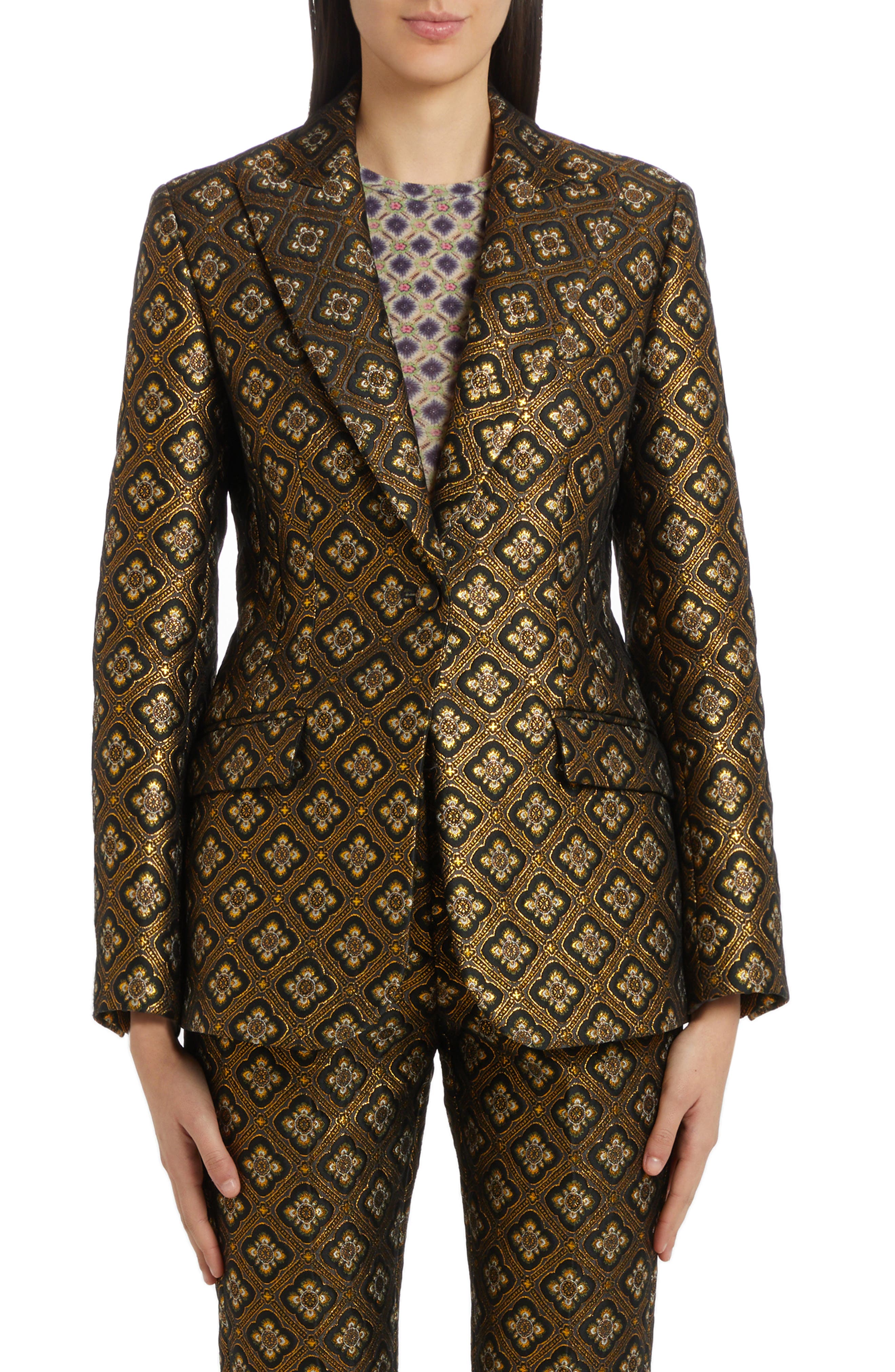 ETRO leaf-print tailored blazer - Black