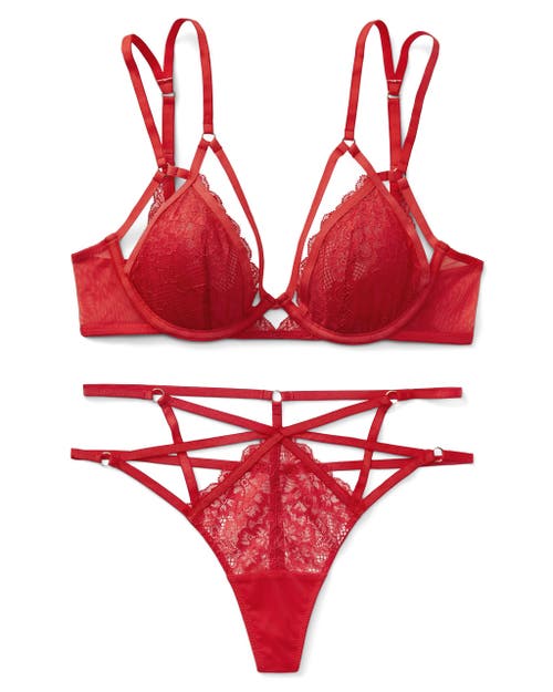 Adore Me Vianna Unlined Plunge Bra In Dark Red